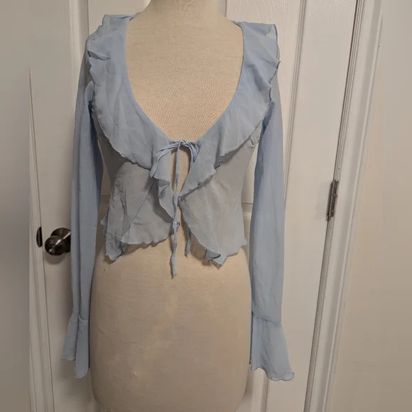 H&M Sky Blue Ruffle Blouse - Picture 4 of 10